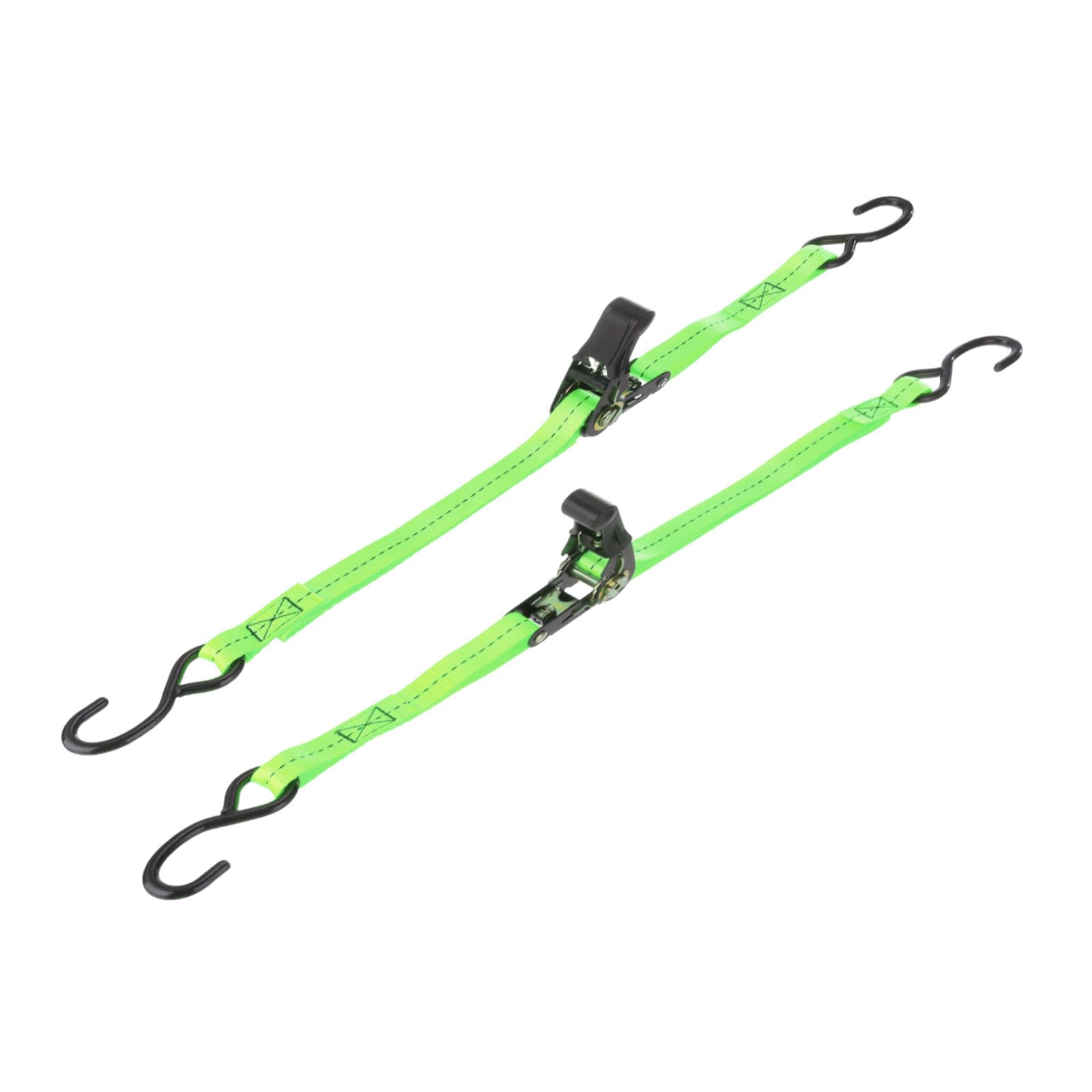 PATIKIL Boat Trailer Transom Tie Down Straps 25mm x 1.5 m / 1"x5', 1763lbs Break Strength Ratchet Adjustable Straps with S Hook for Marine Trailing Boating, Green