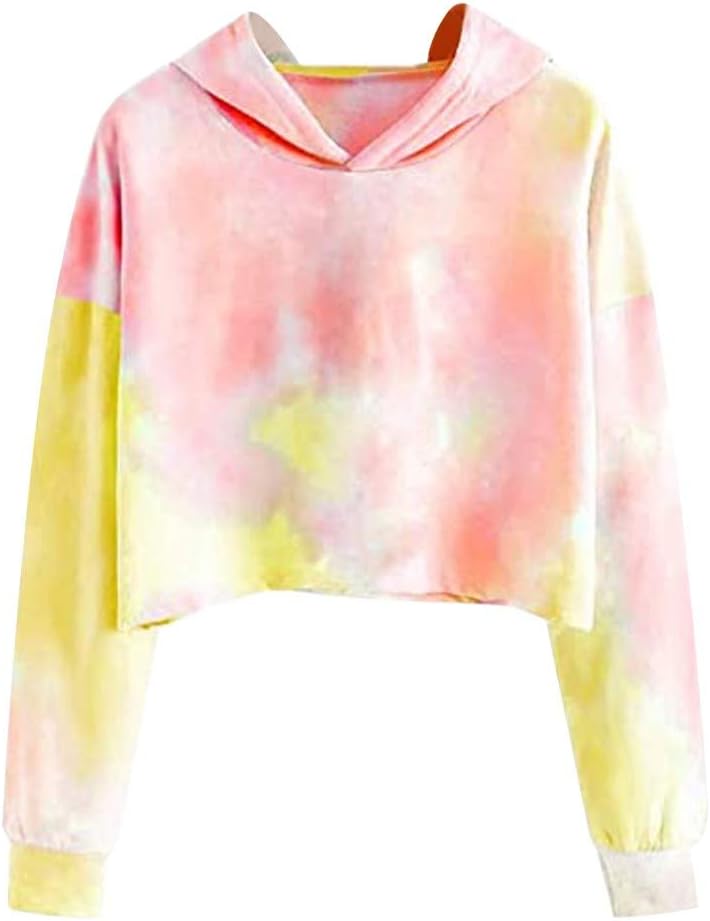 Women Hoodie Long Sleeve Pullover Teen Girls Cute Crop Tops Solid Sweatshirts Casual Hollow Jumper Blouse Shirts
