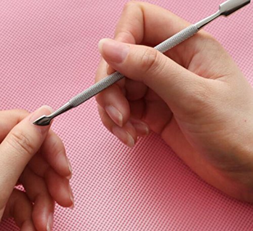 Double-Ended Cuticle Pusher Stainless Steel Cuticle Trimmer Remover (Color : Silver)