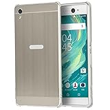 Sony Xperia XA Ultra Case, Ranyi [Brushed Metal Series] Luxury Aluminum Metal Bumper Frame Detachable + Smooth Brushed Hard Back Cover [Slim & Thin] Case for Sony Xperia C6 (silver)