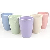 Soptalles 5 Pcs Wheat Straw Cups, Unbreakable Drinking Cup, Reusable Cups, Dishwasher Safe, 12 oz for Kitchen, Home, Office, and Outdoor Use