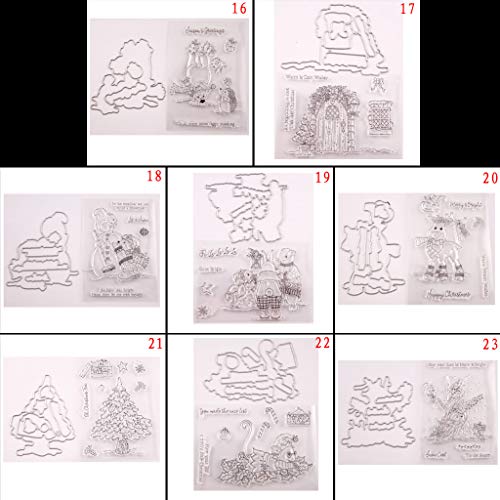 BUZHI Clear Stamp and Dies Set Merry Christmas Stamp with Dies for Scrapbooking 3D Card Making DIY Decoration Tools - Thumbnail 7