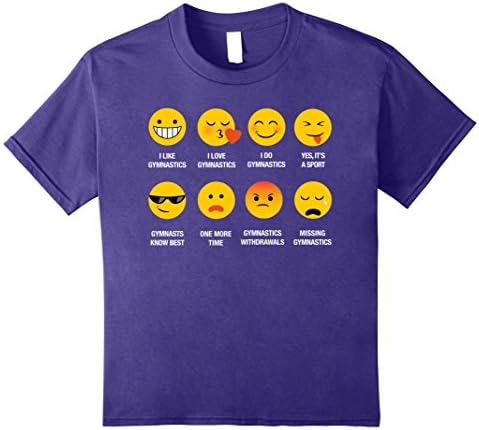 Kids I Love Gymnastics Gymnasts Emoji Emoticons Graphic T-Shirt 10 Purple