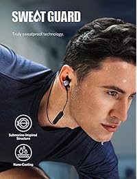 Soundcore   Auriculares inalámbricos Anker Spirit Pro, Dual EQ, 10 horas de tiempo de reproducción, IP68, tecnología SweatGuard, aptX Hi Fi Sound, micrófono integrado, auriculares Bluetooth, auriculares para correr, deportes, entrenamiento, gimnasio, Negr