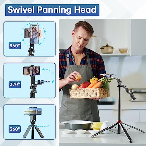 ULANZI MA09 Extendable Phone Tripod, 71" Selfie Stick Phone Vlog Tripod Stand Quadrapod with All in 1 Phone Clip, Travel Tripod Phone Holder with Rechargeable Remote