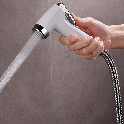 SonTiy Handheld Bidet Sprayer Shattaf Cloth Diaper Sprayer for Toilet Attachment with Adjustable Water Pressure Control Shut-off Brass T- Valve ABS White Chrome - Thumbnail 2