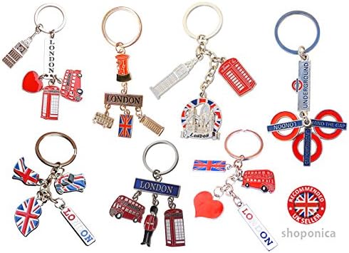 Famous London Icons Best Mix UK Souvenir Set of 7 Metal Key Rings