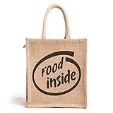 Love Me Jute Lunch Bag (Food Inside, Size, Height:11in, Lenght: 9in, Width: 9in)