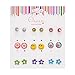 9 Pairs Mini Round Flower Smiling Face Stud Earrings Set for Girls