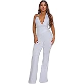 Jigfar Women Sexy Elegant Bodycon Jumpsuit Going Out Romper Birthday Party Club Night Outfits