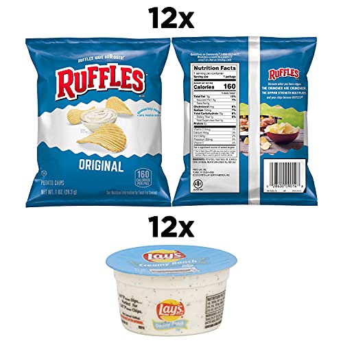 Ruffles Original & Lays Creamy Ranch Dip Cups Variety Pack, Single