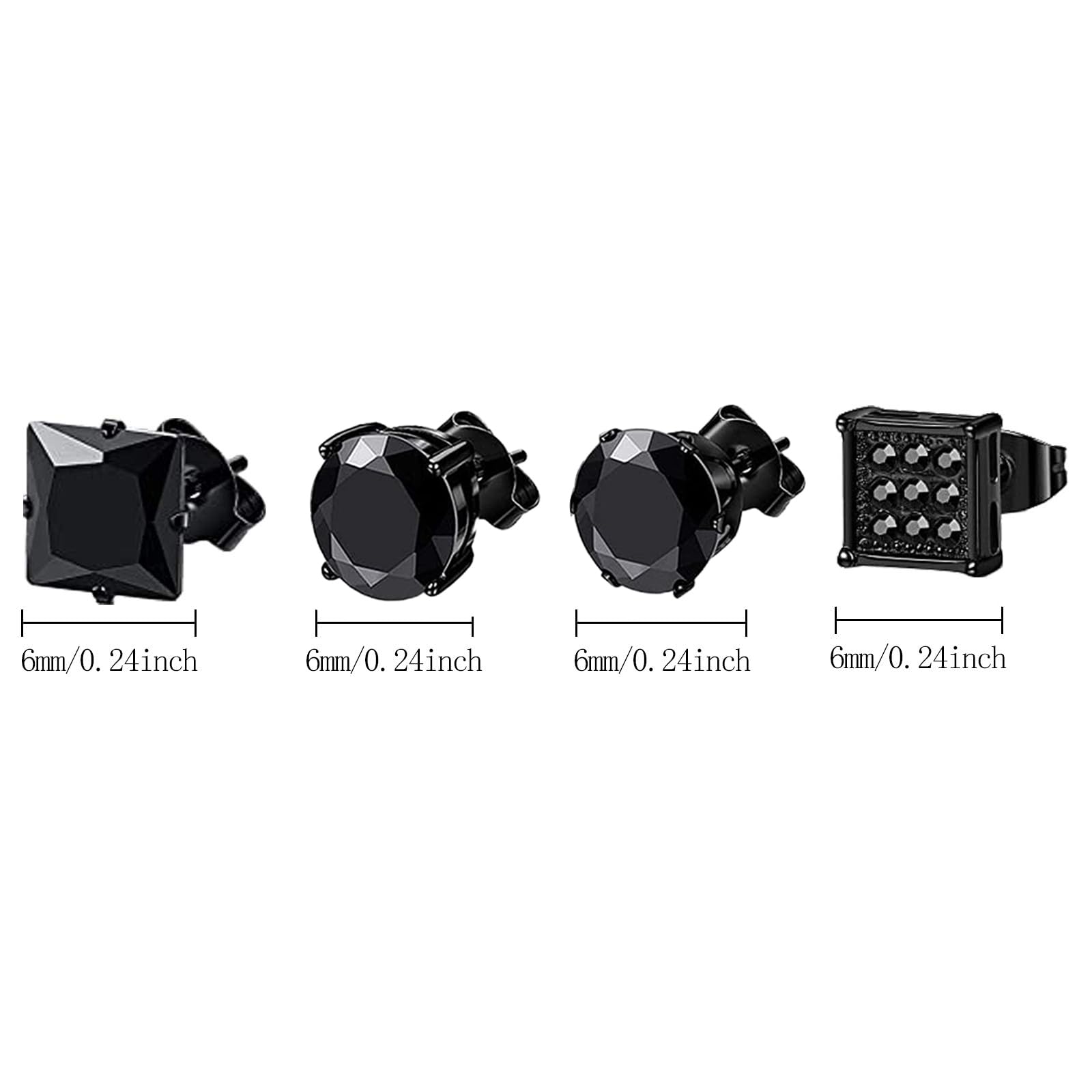 NEWITIN 12 Pairs Stainless Steel Stud Earrings for Men Hypoallergenic Earring Unisex Studs Inlaid Cubic Zirconia Men Earrings Hoop CZ Stud Earring Set for Women