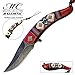Masters Collection MC-A023RD Spring Assist Folding Knife, Black Blade, Red Handle, 5-Inch Closed