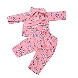 MonkeyJack Long Sleeve Shirt Pants Pajamas Suit Clothes for 18inch American Girl AG Zapf Baby Born Dolls Dress Up Kids Role Play Pink
