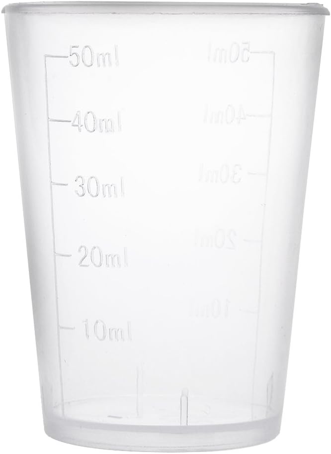 sourcingmap Measuring Cup 50ml Plastic Graduated Beaker Transparent with Lid for Lab Kitchen Liquids 30pcs - Image 5