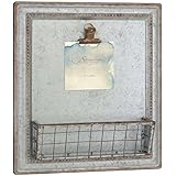 Stonebriar Beach House Galvanized Metal Wall Decor with Basket, Grey