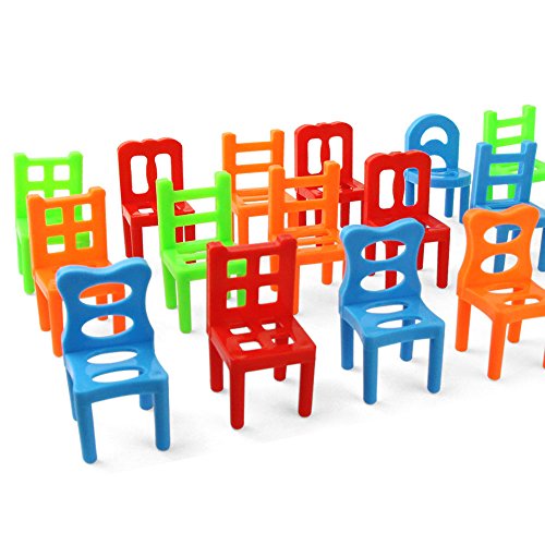 Jenilily Chairs Stacking Tower Balancing Game - Party Favor Stacking Toys - Pile-Up Suspend Family Board Games For Kids (18 Chair Toys Set)