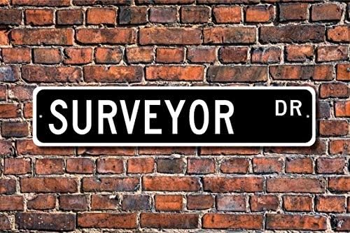 Fhdang Decor Surveyor, Surveyor Gift, Surveyor Sign, Construction, Building Sites, Land Surveyor, Custom Street Sign, Metal Sign,4" x 18"