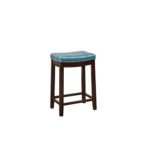 LinonCarson Blue Backless Counter Stool, Brown