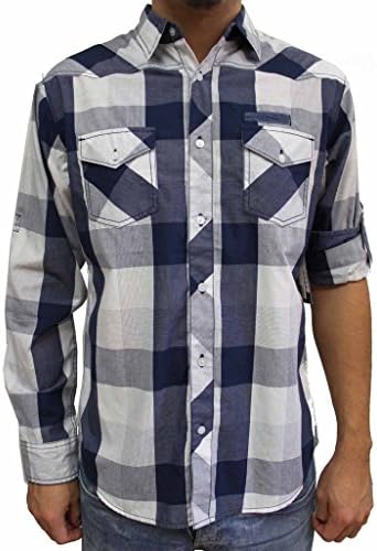 Black Jack Clothing Plaid Roll-up Shirt For Men