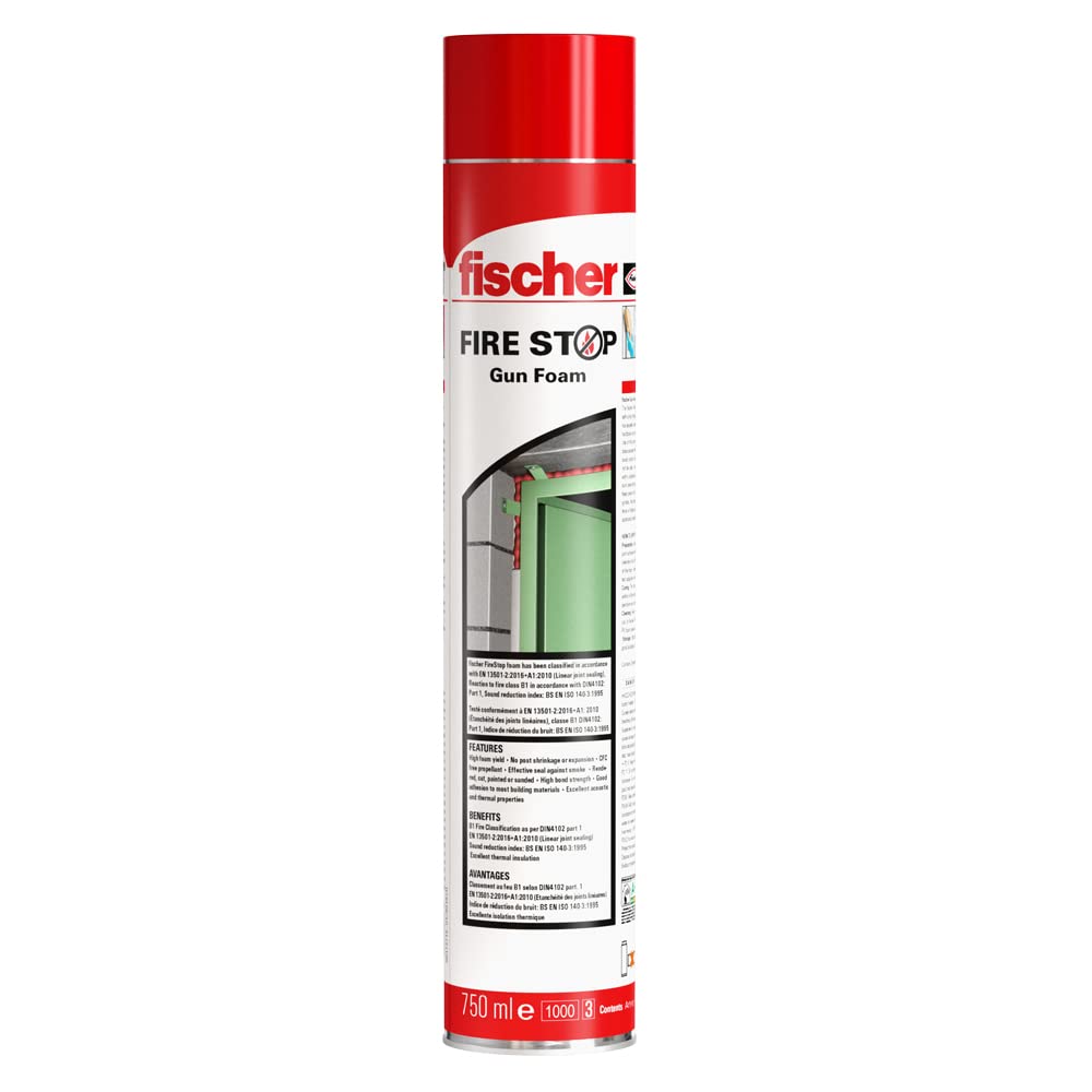 fischer Expanding Foam B1 Fire Stop Fire Retardant Gun Grade, 750 ml, 43712