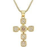 NFINITYRE Cross Necklace for Women, 18K Gold Plated Trendy Cross Charm Necklace Jewelry Gifts for Women,Faith Cross Jewelry First Communion Necklace