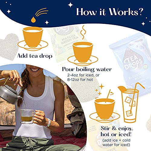 Tea Drops Organic Sweet Tea Variety Sampler Bulk Pack Iced or Hot