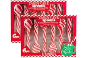 Candy Cane Peppermint Flavored Stiring Spoons 6 Count Pack of 2-12 Total Spoons - Stocking Stuffers, Valentines Day W/Exit 28 Bargains Sticker