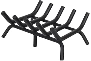 STBoo Fireplace Grate 17inch Heavy Duty - Fireplace Log Holder | Fire Place Grate Cast Iron | Wood Stove Wrought Rack | Firewood Log Fire Pit Tray for Indoor & Outdoor Kindling Tool Camping Cooking