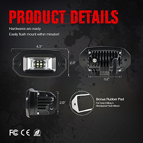 6X 3" Flush Mount LED Pod Work Light Bar Spot Flood Fog Lamp