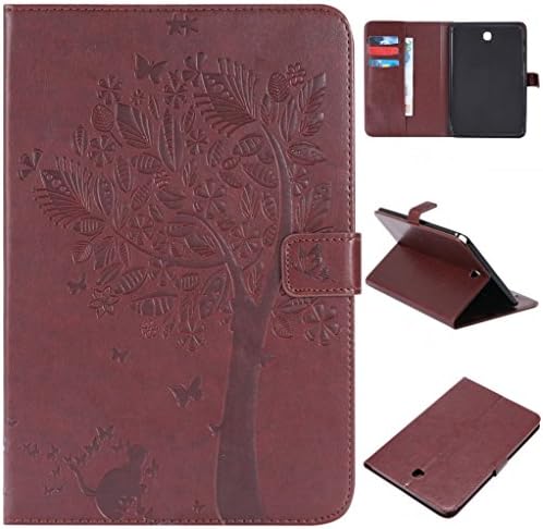 Galaxy Tab A 8.0 Wallet Case,Stingna Cat Tree Embossed Magnetic Wallet Flip PU Leather Tablet Cover With Card Slot For Samsung Galaxy Tab A 8.0 SM-T350 (coffee)