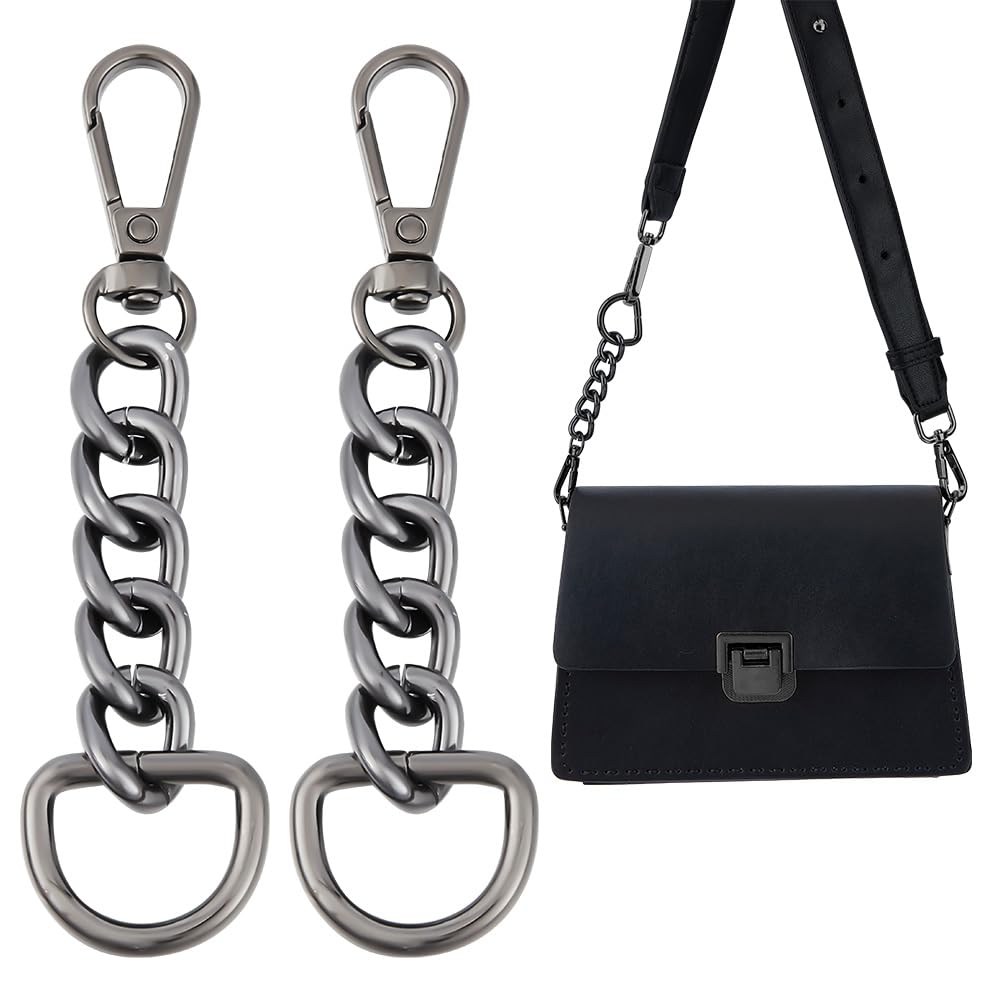 UNICRAFTALE 2Pcs Black Bag 10.5cm Extender Chain Metal Wallet Handbag Chain Straps Replacement Alloy Oval Link Purse Strap Extenders Crossbody Bags Purse Clutches Handles with Metal Buckles