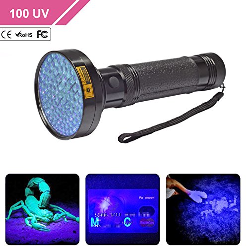 KMASHI UV Flashlight 100 LED Light Pet Urine Stain Detector Blacklight