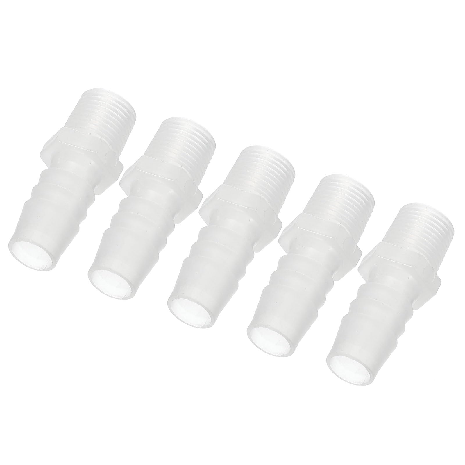PATIKIL 1/2" Barb x 3/8" G Male Connector, 5 Pcs Plastic Hose Barb Fitting Industrial Hose Barb to Pipe Fitting Connect for Water Liquid Air Fuel