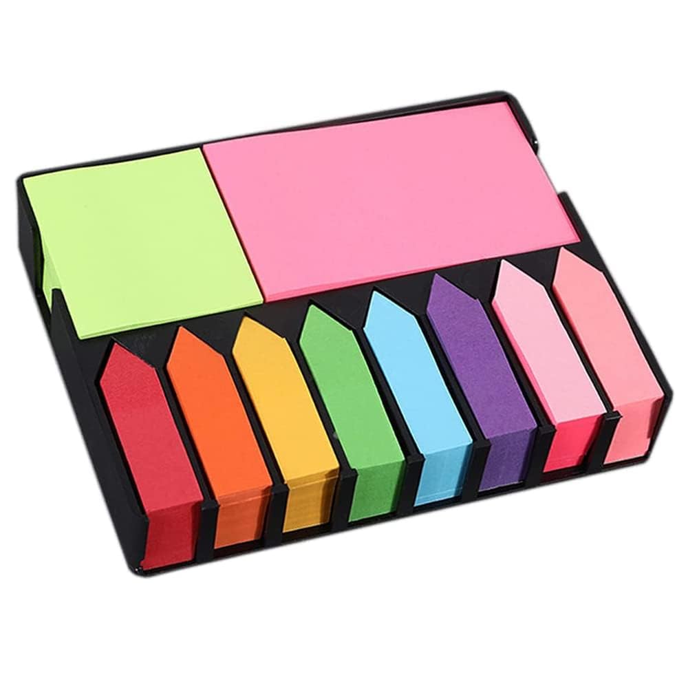 Sticky Notes Set, 2000 Sheets Colorful Self-Stick Memo Note Pads Bookmarks Memo Stickers Whit PU Box for Office School and Home