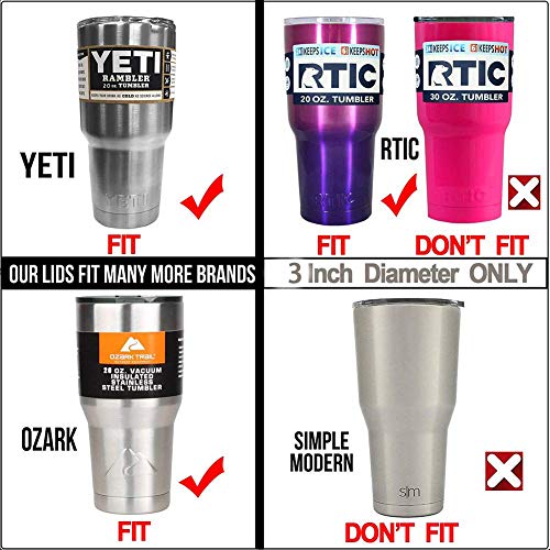 20 oz Tumbler Replacement Lid, Splash Proof & Spill Resistant with Slider Locking Closure, Lid For Yeti Tumbler, Ozark Trails and More Cooler Cup, Fit Open/Close 3 Inch Diameter