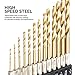 Tooluxe 10171L 1/4” Hex Shank Titanium Drill Bit Set | 13 Piece | Quick Change | High Speed Steel Construction | Titanium Nitride Coating