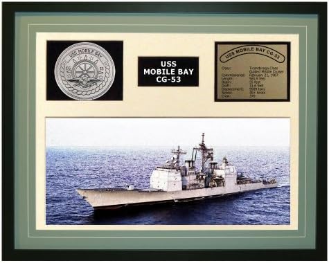 Navy Emporium USS Mobile Bay CG 53 Framed Navy Ship Display Green