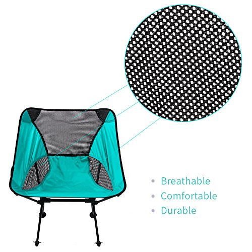 LetsFunny Folding Camping Chair Portable Lightweight Backpack Chairs Compact Heavy Duty with Carry Bag for Hiking Picnic Beach Camp Backpacking Outdoor Festivals (Cyan)