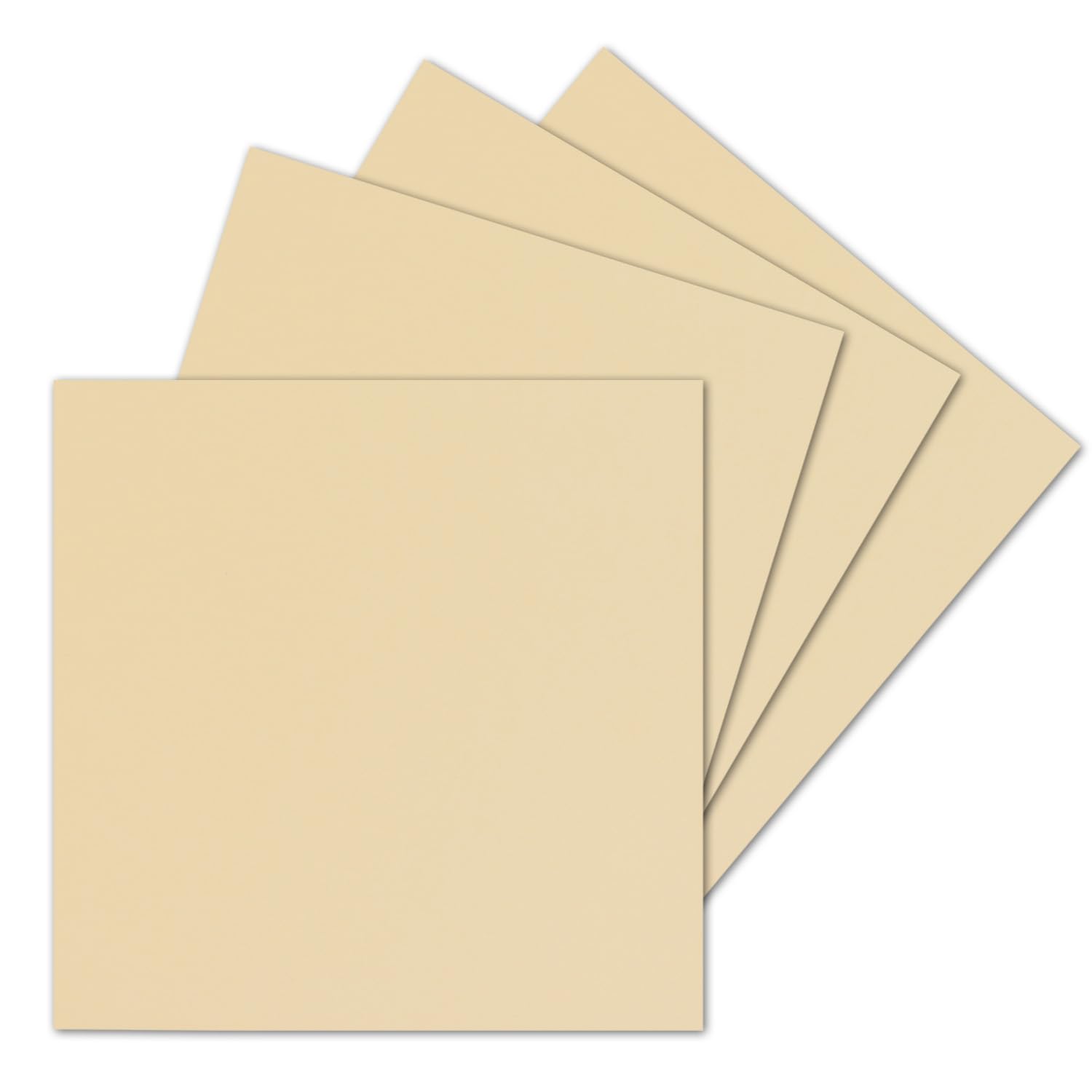 Pack of 50 Single Cards, Square, 15 x 15 cm, Caramel Brown, 240 g/m², Blank, for Postcards and Crafts, Made of Clay Craft Card