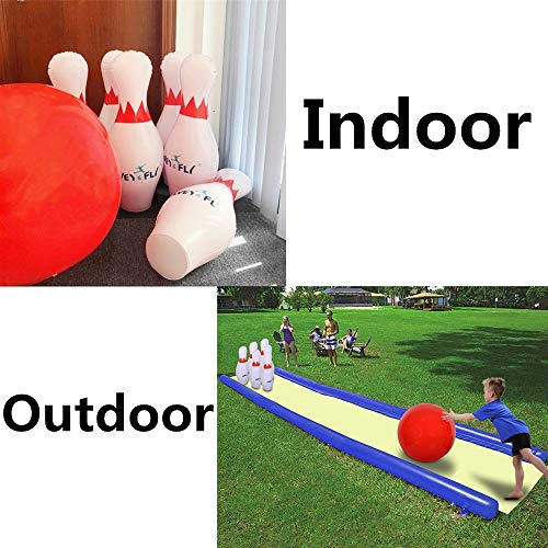 WEY&FLY Giant Inflatable Bowling Game Set - Jumbo Size - 6 27" Pins and 1 24" Ball and 1 Pump, Giant Indoor and Outdoor Game, Fun for Kids of All Ages, A Great Party Game for Kids and Family
