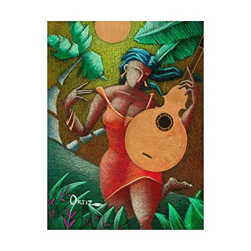 Trademark Fine Art Red Dress and Guitar by Oscar Ortiz, 35x47
