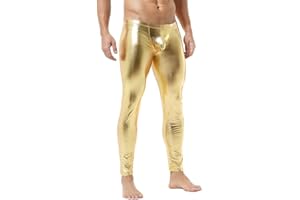 WINTOFW Men's Faux Leather Skinny Leggings Slim Fit Pants Tight Long Trousers for Men