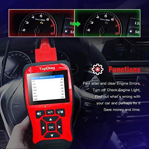 TopDiag TP906S New Generation OBD2 Scanner Enhanced OBDII Code Reader Full Engine Modes Diagnostic Tool with Battery Test