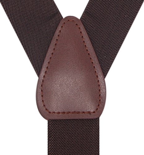 Bioterti Men's Y-shape 1.4 Inch Suspender -3 Metal Clips, Elastic Straps (Coffee)