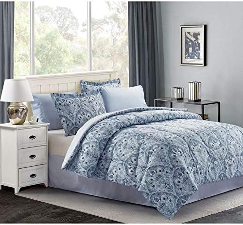 Amazon Com 6 Piece Bed In Bag Contemporary Style Damask Comforter