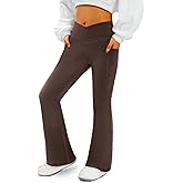 COPYLEAF Women's Flare Yoga Pants with Pockets V Crossover High Waisted Bootcut Yoga Leggings-Flare Workout Gym Leggings