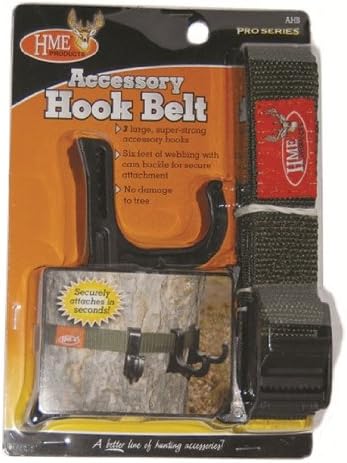 HMEAccessory Hunting Hook Belt|3 Super-Strong Hooks for Hanging Various Items |Curved and Cupped Back to Mount to the Tree, Single Blister