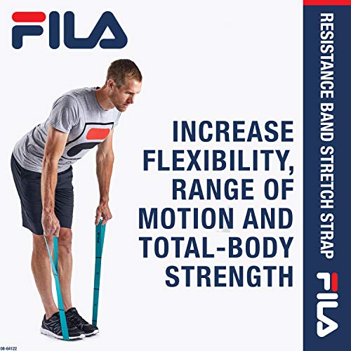 FILA Accessories Stretch Strap Resistance Band Foot Hand Loop Handles  Stretching for Pre/Post Exercise Fitne