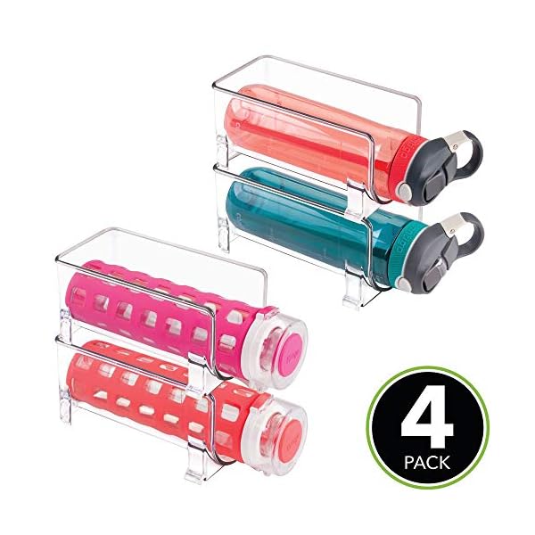 mDesign-Countertop-Water-Bottle-Holder--Refreshing-Water-Bottle-Storage-4-Bottles-x-4-Stackable-Racks-for-Countertops-Workstations-or-in-your-Fridge-Kitchen-Accessories-Transparent mDesign Countertop Water Bottle Holder — Refreshing Water Bottle Storage - 4 Bottles x 4 Stackable Racks for Countertops…